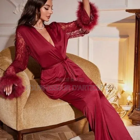 Ensemble Pyjama Évasé en Dentelle Patchwork