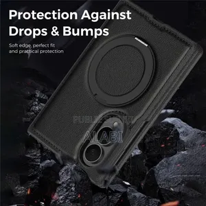 Titre : Coque Premium en Cuir Avec Anneau Magnétique