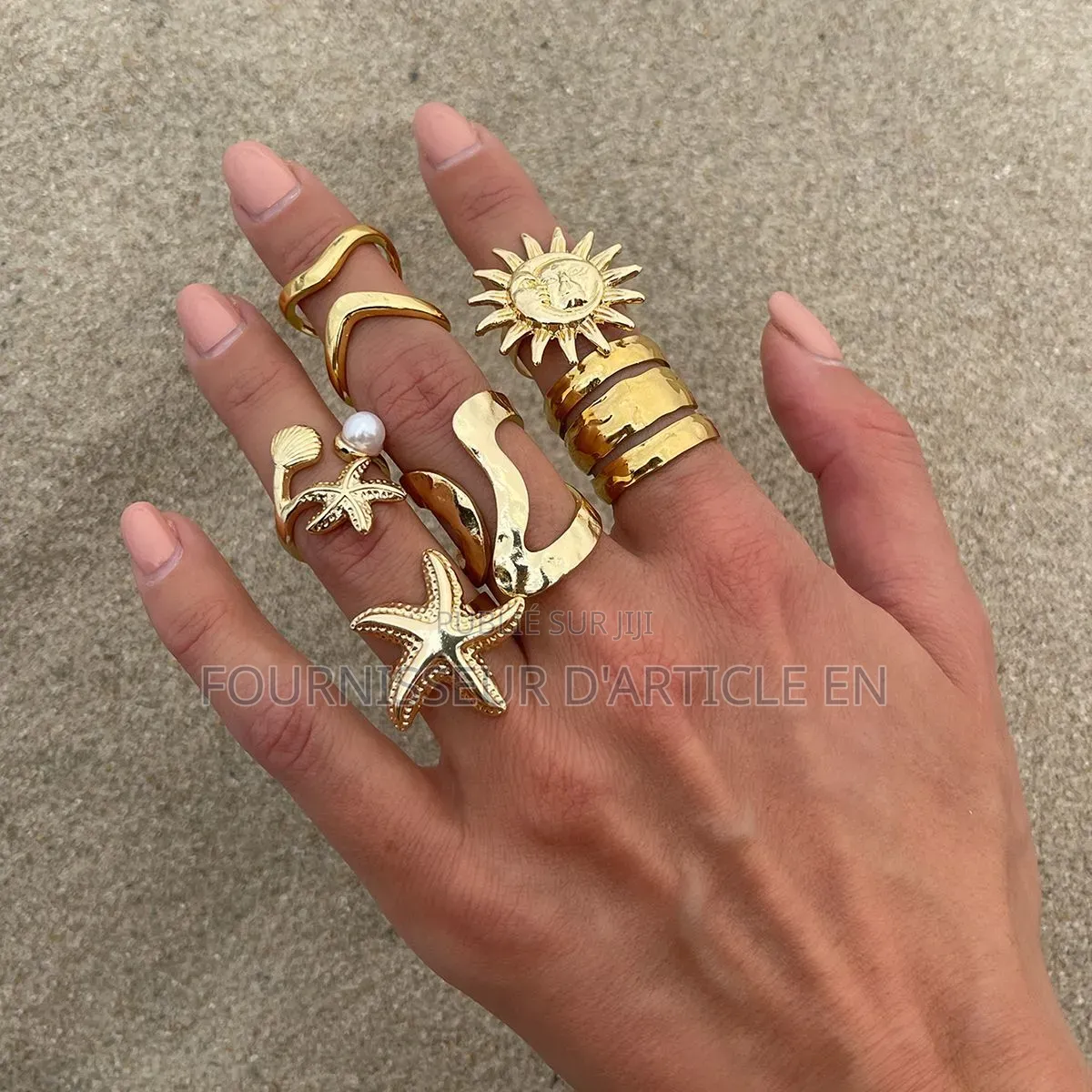 Ensemble De Bague Soleil Et Smiley