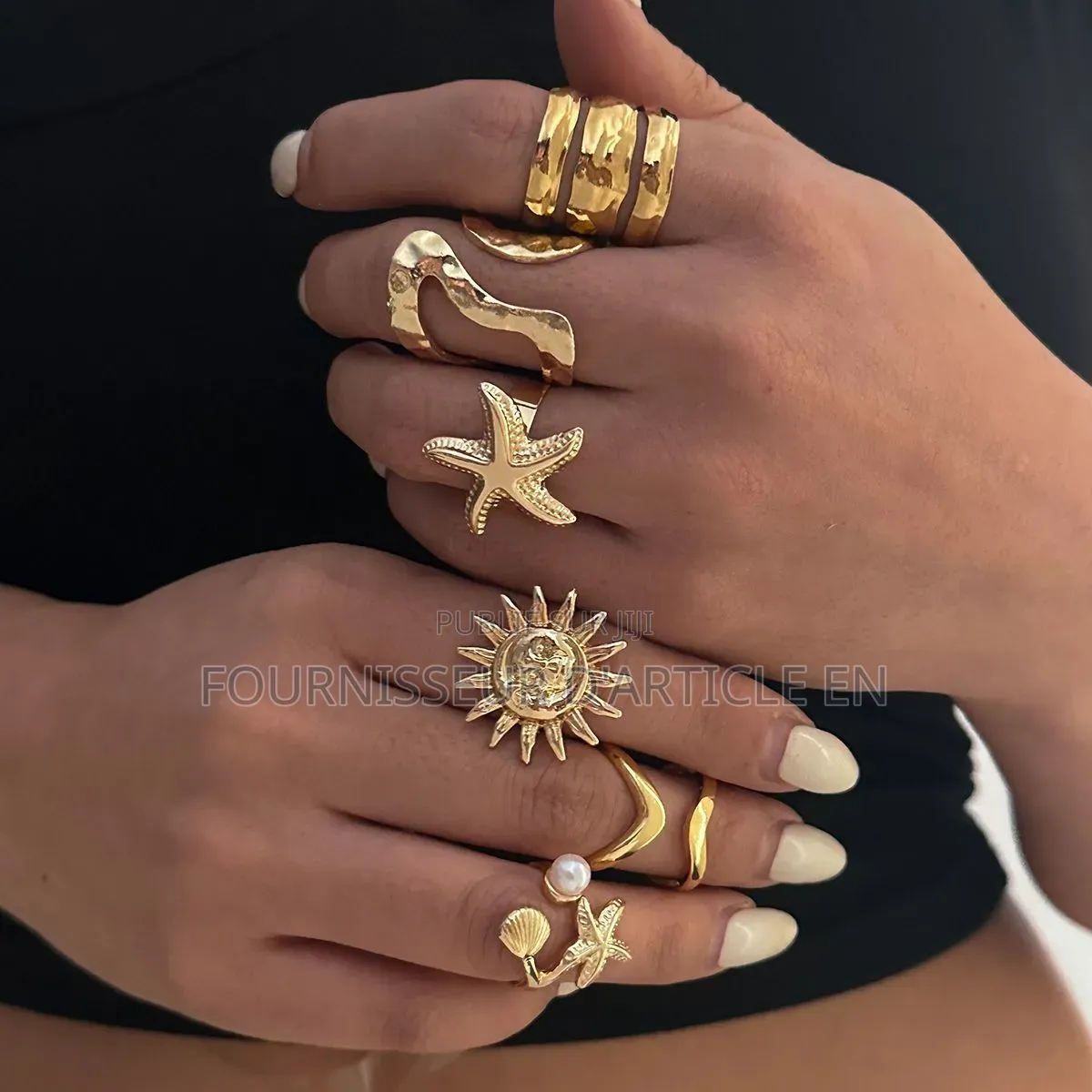 Ensemble De Bague Soleil Et Smiley