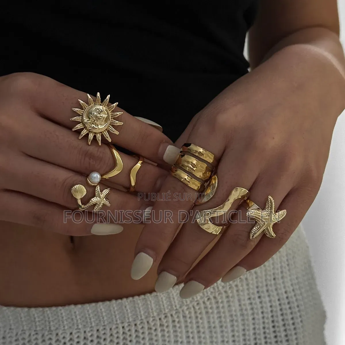 Ensemble De Bague Soleil Et Smiley