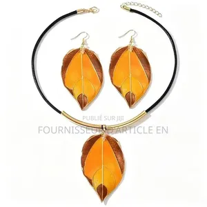 Boucles D'oreilles, Collier Pendentif De Feuille d'Érable