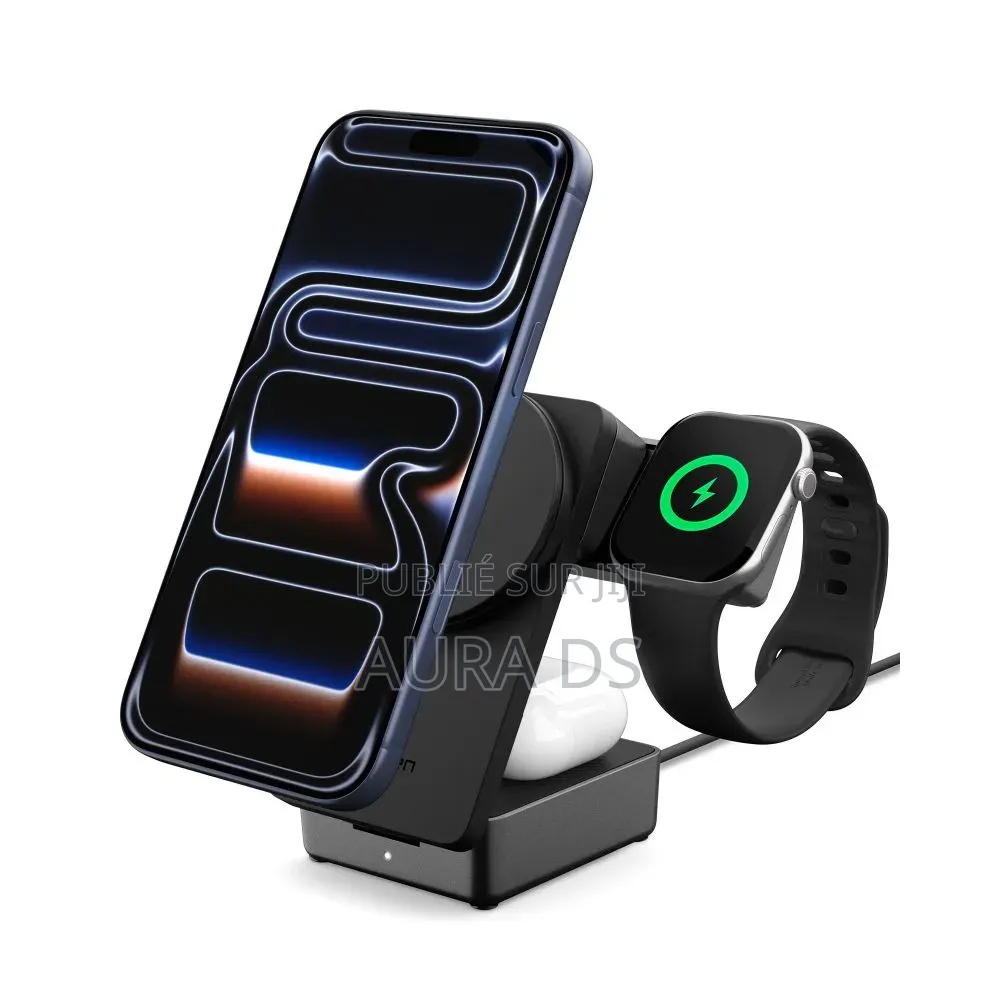 Spigen Essential EF323MQ – Station De Charge 3-en-1 Qi2.2 25W