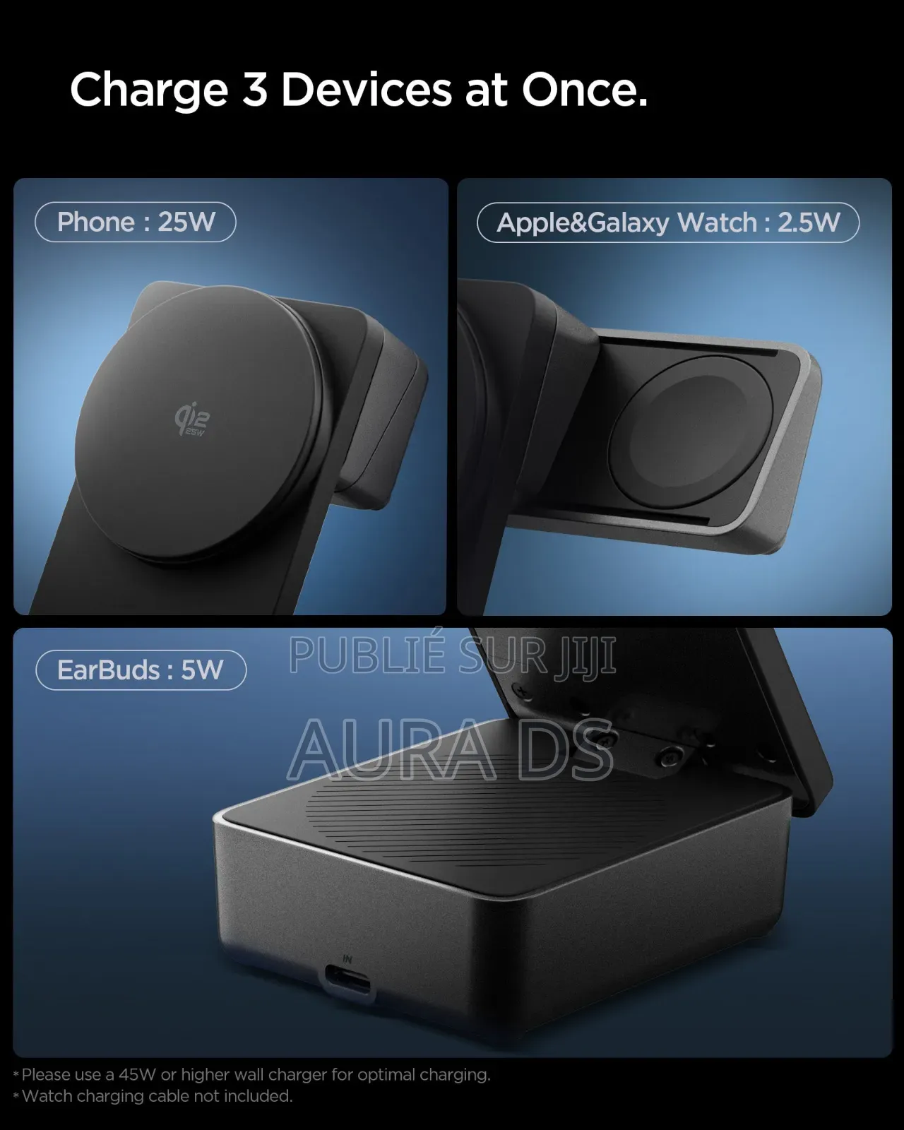 Spigen Essential EF323MQ – Station De Charge 3-en-1 Qi2.2 25W