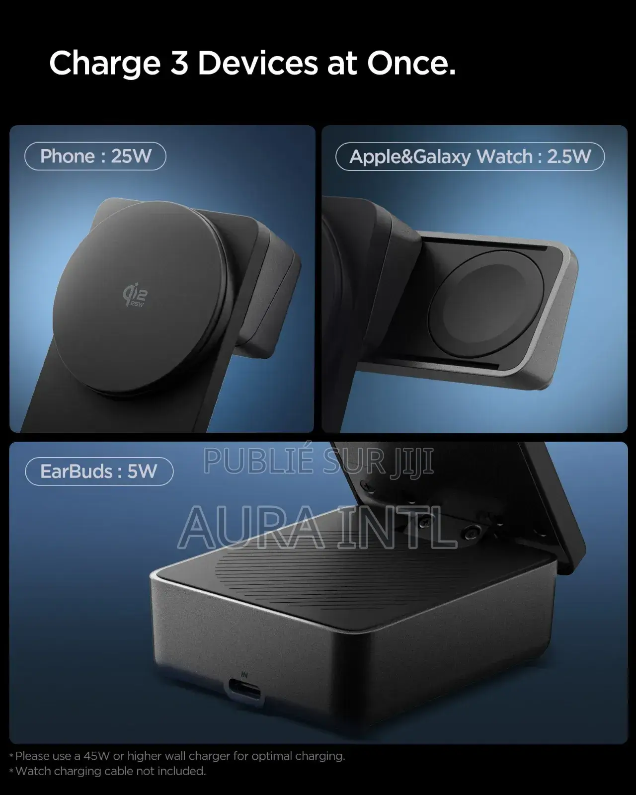 Spigen Essential EF323MQ – Station De Charge 3-en-1 Qi2.2 25W