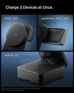 Spigen Essential EF323MQ – Station De Charge 3-en-1 Qi2.2 25W