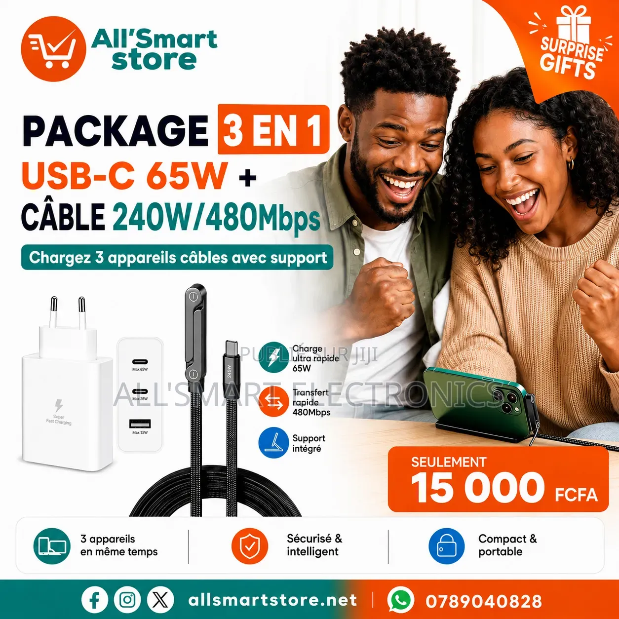 Chargez. Connectez. Posez. Profitez. Le Confort 3-en-1.