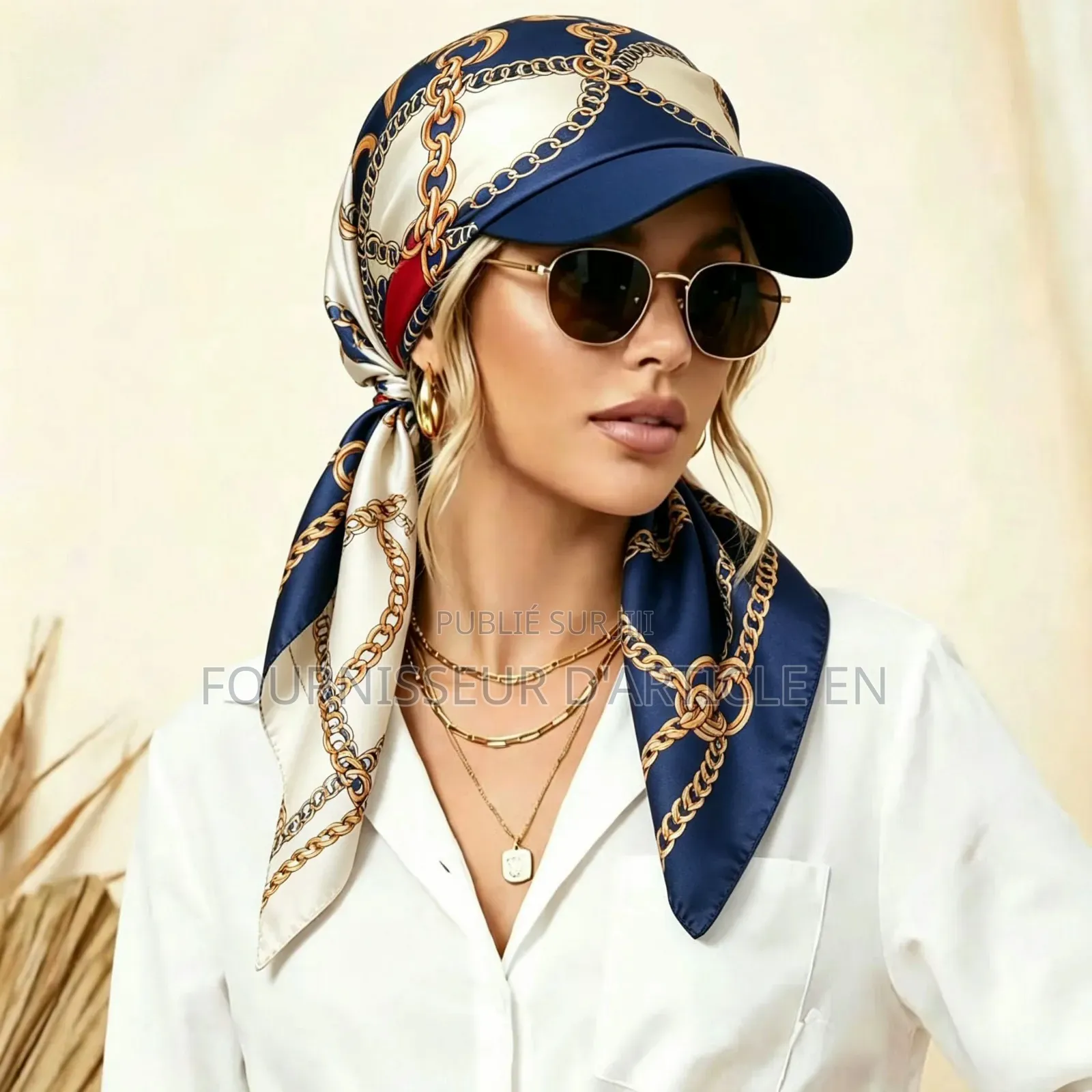 Nouveau Chapeau Imprimé en Tissu Satiné
