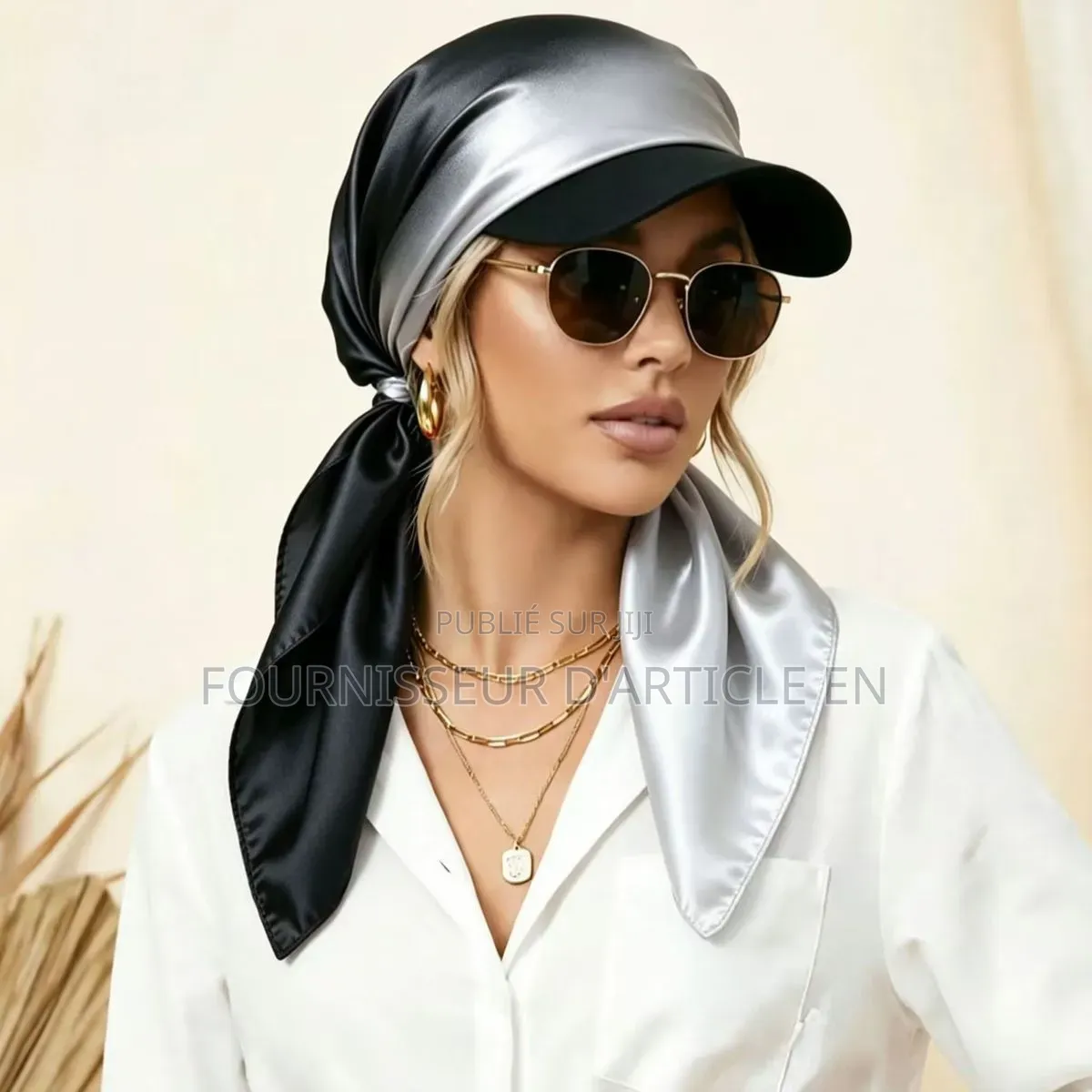 Nouveau Chapeau Imprimé en Tissu Satiné