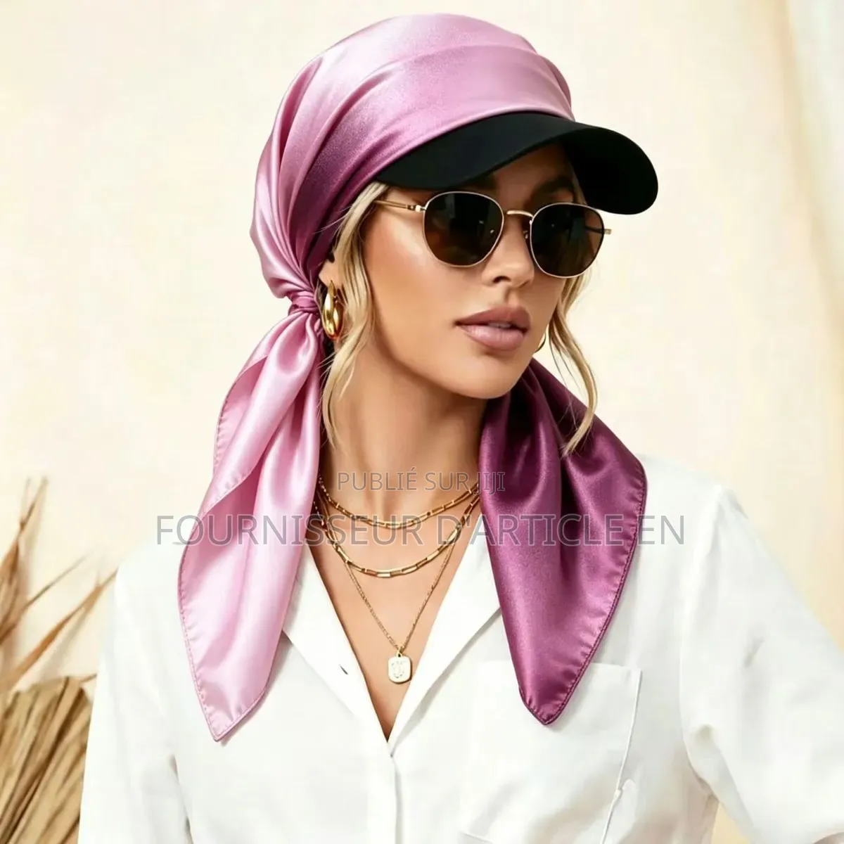Nouveau Chapeau Imprimé en Tissu Satiné