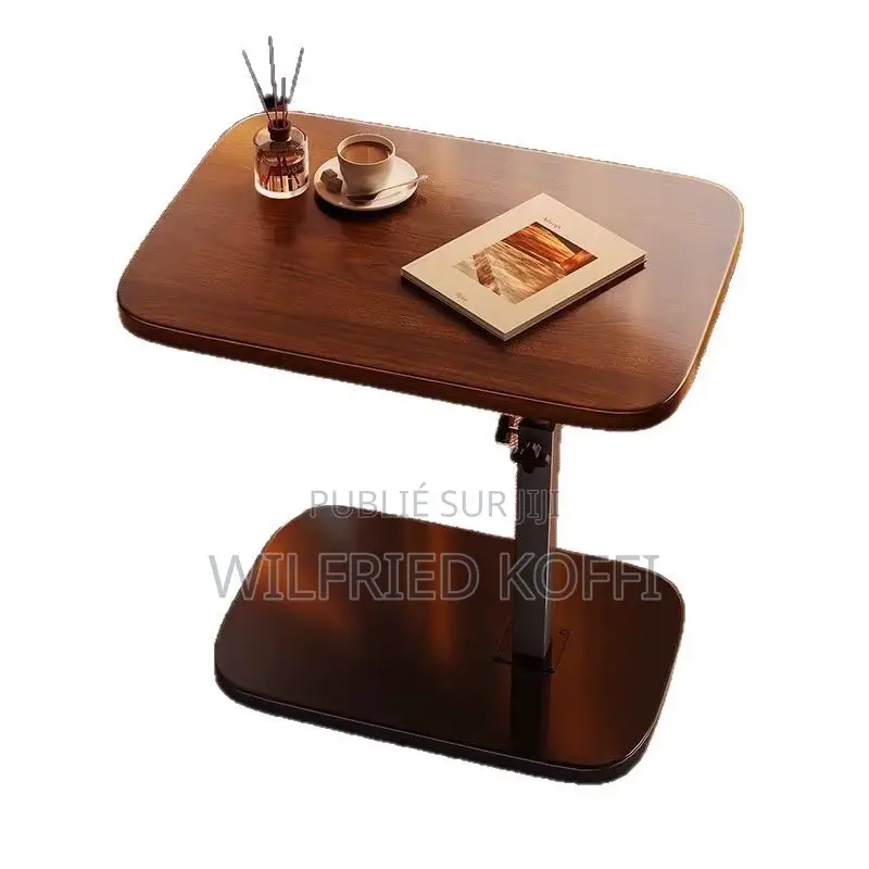 Table D’appoint Réglable en Hauteur Avec Support Tablette –  Bois