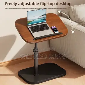Table D’appoint Réglable en Hauteur Avec Support Tablette –  Bois