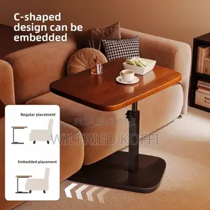 Table D’appoint Réglable en Hauteur Avec Support Tablette –  Bois