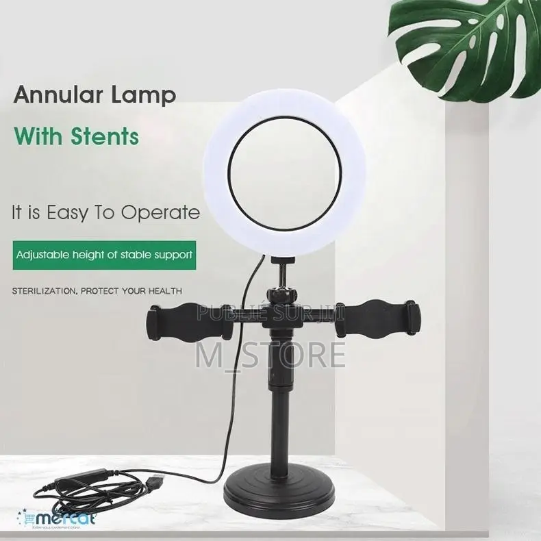 Support Téléphone Avec Ring Light 6 Pouces (Noir / Blanc)
