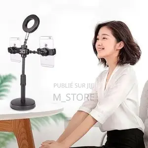 Support Téléphone Avec Ring Light 6 Pouces (Noir / Blanc)