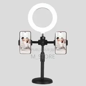 Support Téléphone Avec Ring Light 6 Pouces (Noir / Blanc)