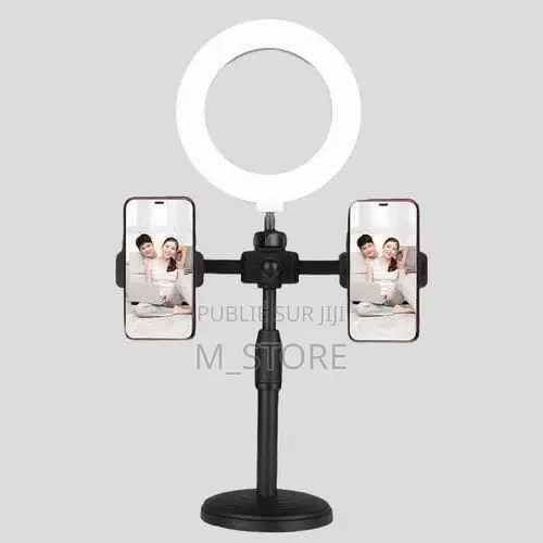 Support Téléphone Avec Ring Light 6 Pouces (Noir / Blanc)