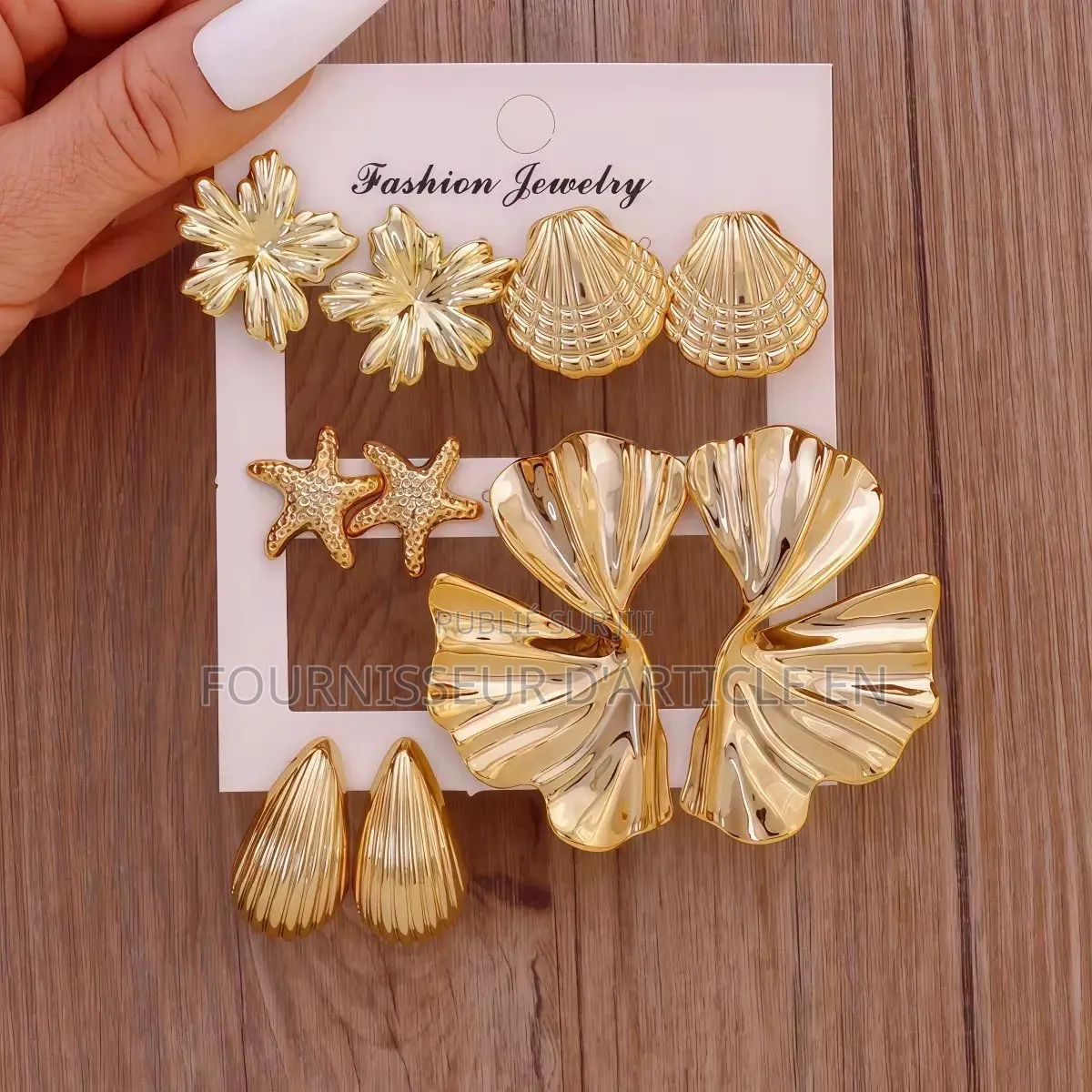Ensemble De Boucles d'Oreilles en Forme De Feuille De Ginkgo