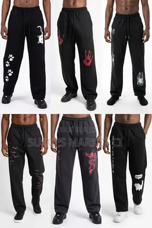 Pantalon Jogging Noir – Différents Motifs– Style Streetwear Urbain