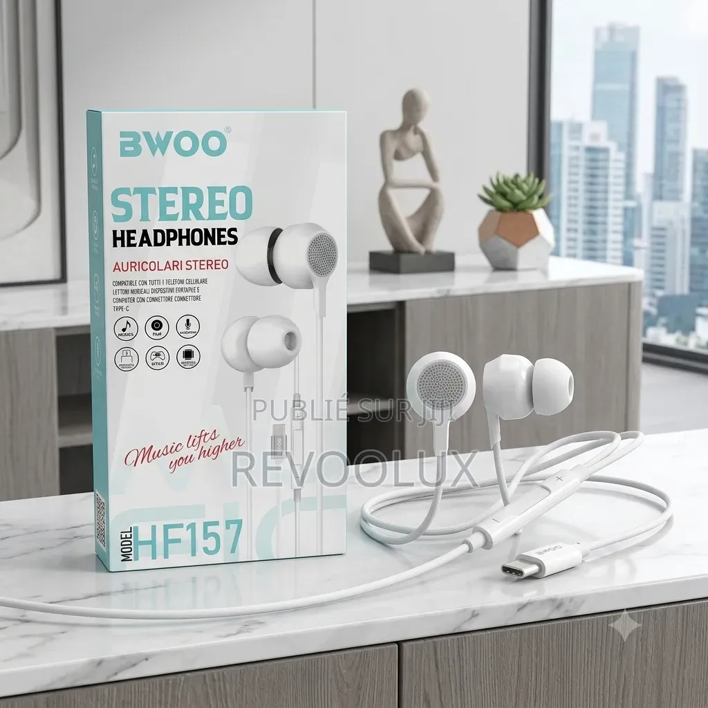 Écouteurs Type-C Stéréo BWOO HF157 – Son Clair & Appels HD !