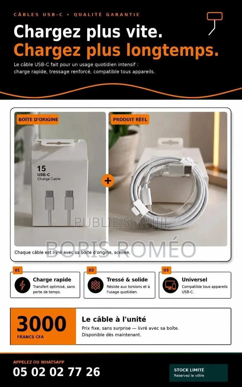 Câble Ultra Solide Ubs-C-C