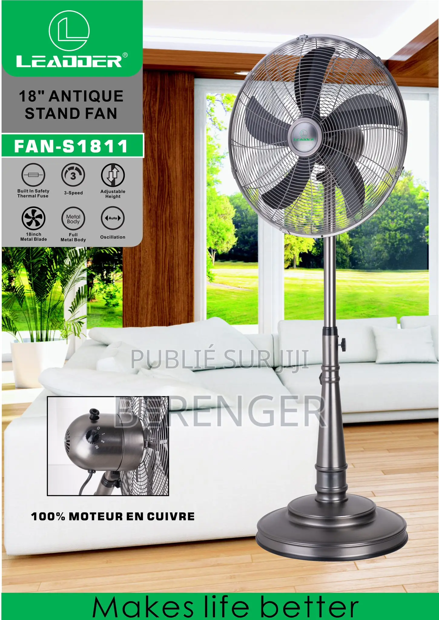 Ventilateur Sur Pied Antique 18" Fan-S1811