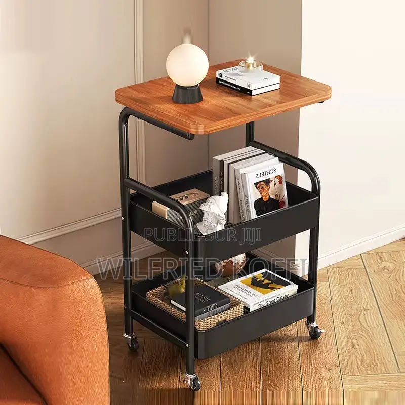 Desserte À 3 Niveaux Avec Plateau en Bois – Roulettes Universelles