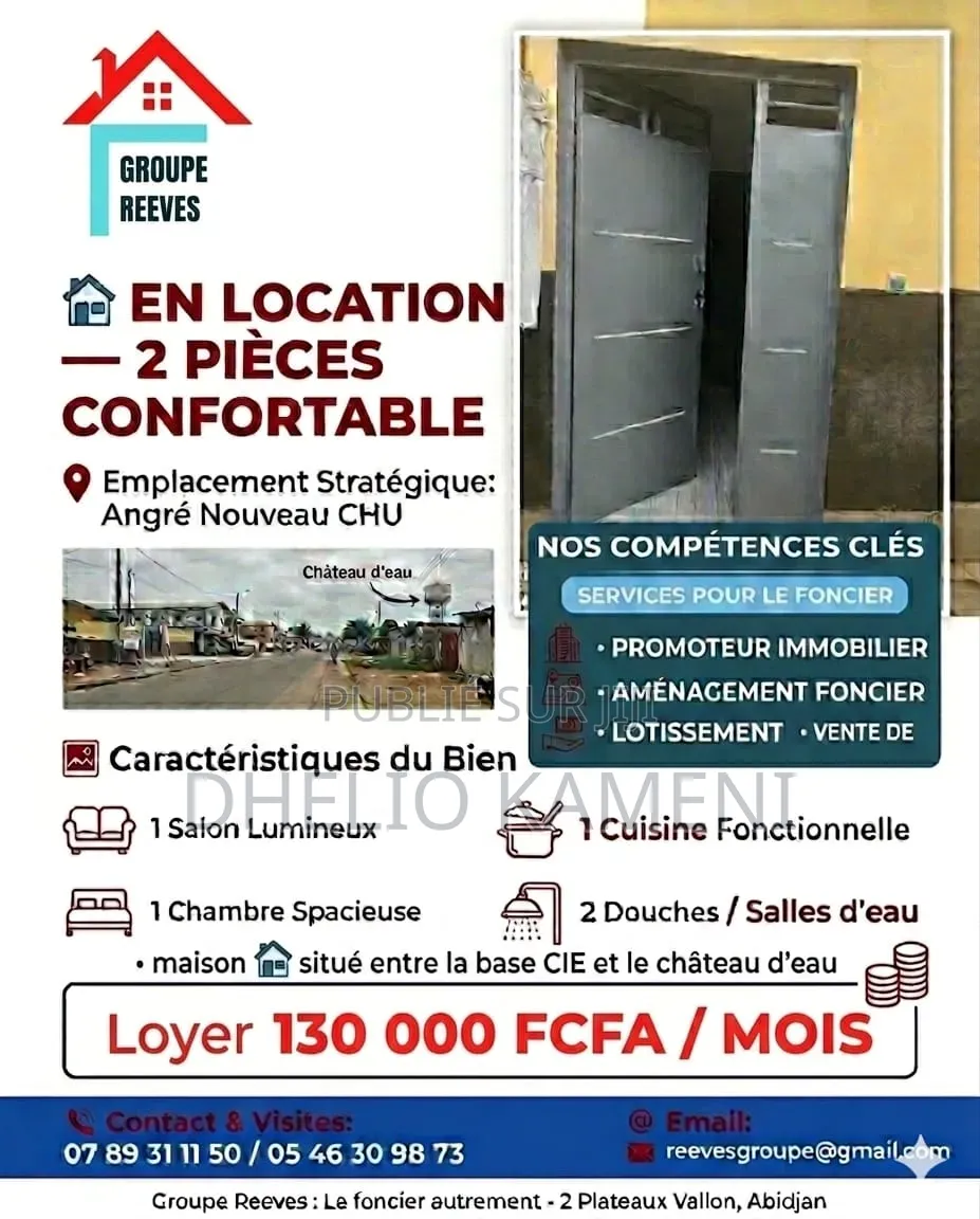 1chbre Chambre et salon dans Angré Nouveau Chu, Cocody à Louer
