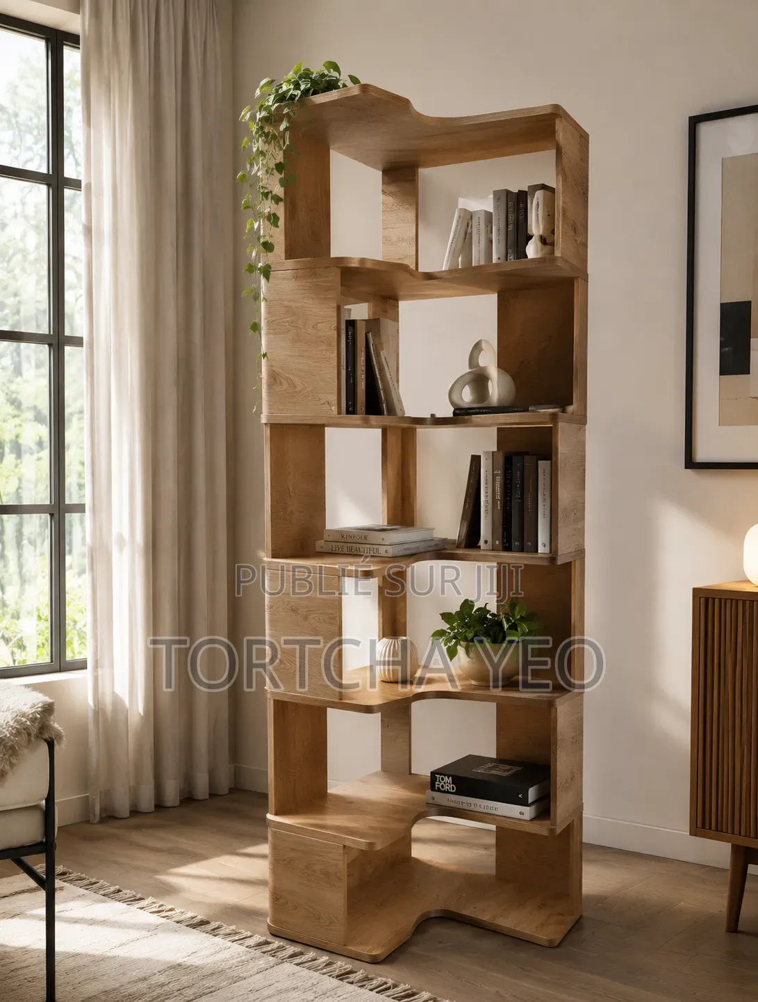 🌊 Étagère Design Vague – Bois Naturel | Pièce Déco Unique