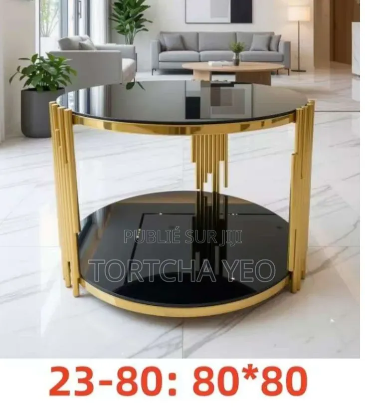 Table De Centre Design Luxe – Plateau Verre Trempé | Doré Ou Chromé