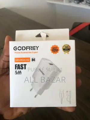 Chargeur Secteur Rapide Godfrey 5.0A - Modèle GEUN24-02 - Blanc