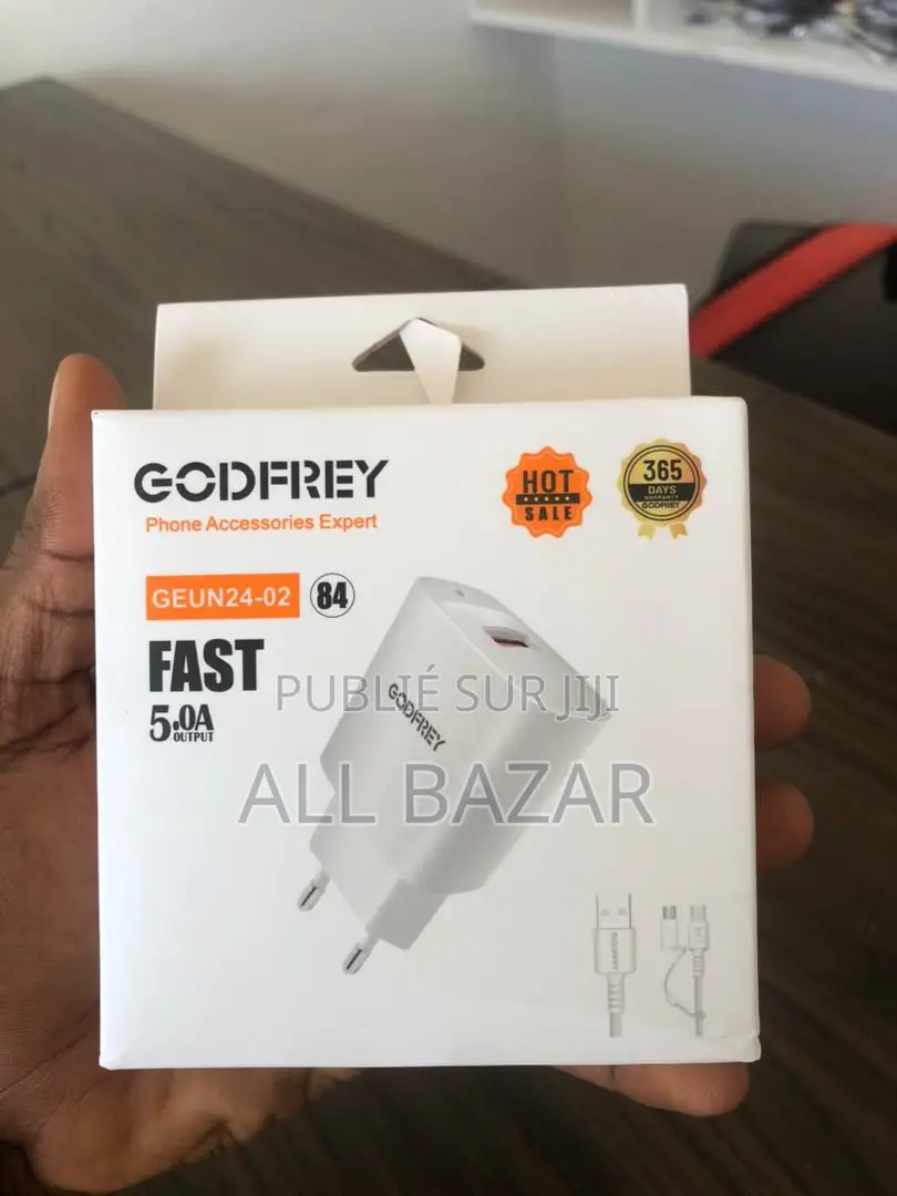 Chargeur Secteur Rapide Godfrey 5.0A - Modèle GEUN24-02 - Blanc