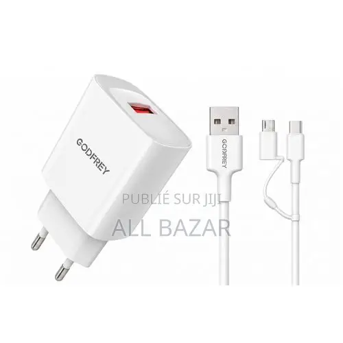 Chargeur Secteur Rapide Godfrey 5.0A - Modèle GEUN24-02 - Blanc