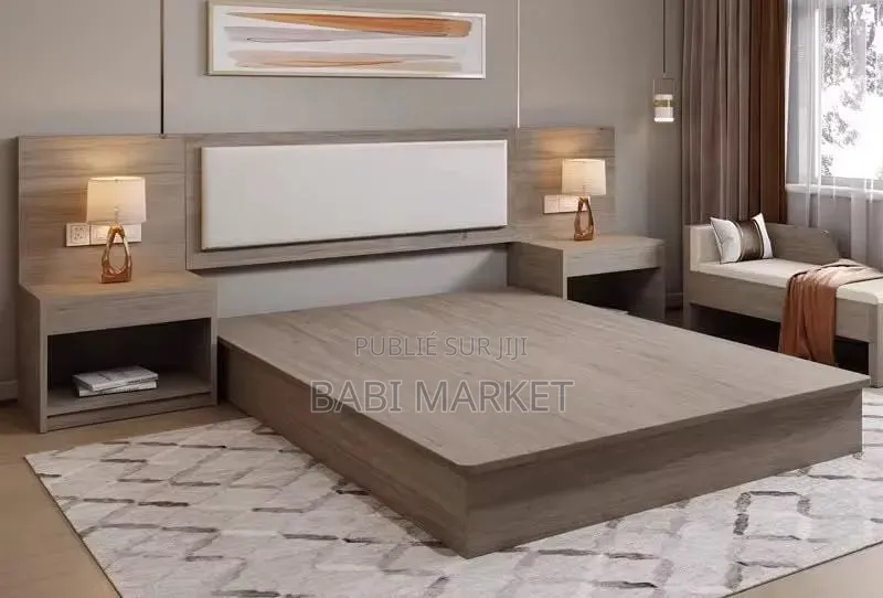 Lit 2 Places Design Avec 2 Chevets Intégrés – Style Moderne