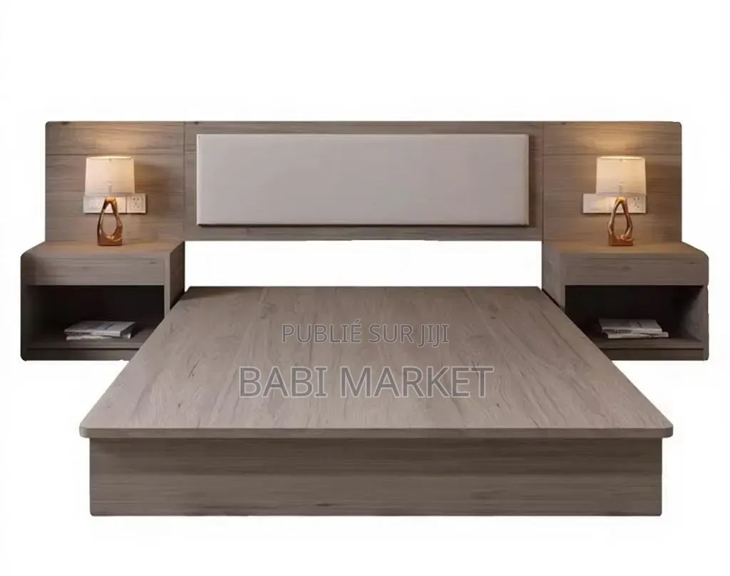 Lit 2 Places Design Avec 2 Chevets Intégrés – Style Moderne