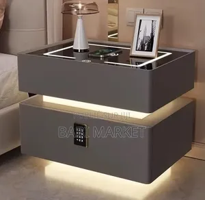 Table De Chevet  Premium – Led + Chargeur Sans Fil + Serrure À Code