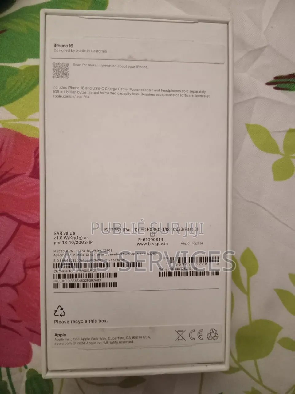Apple iPhone 16 128 GB Blanc