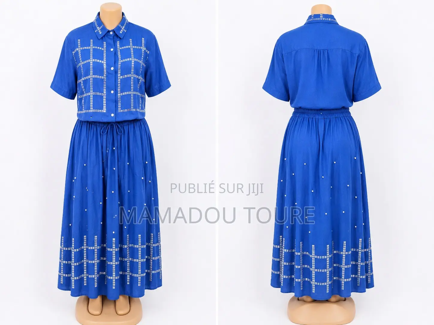 Ensemble Femme Chemise Manches Courtes Et Jupe Longue Décorée