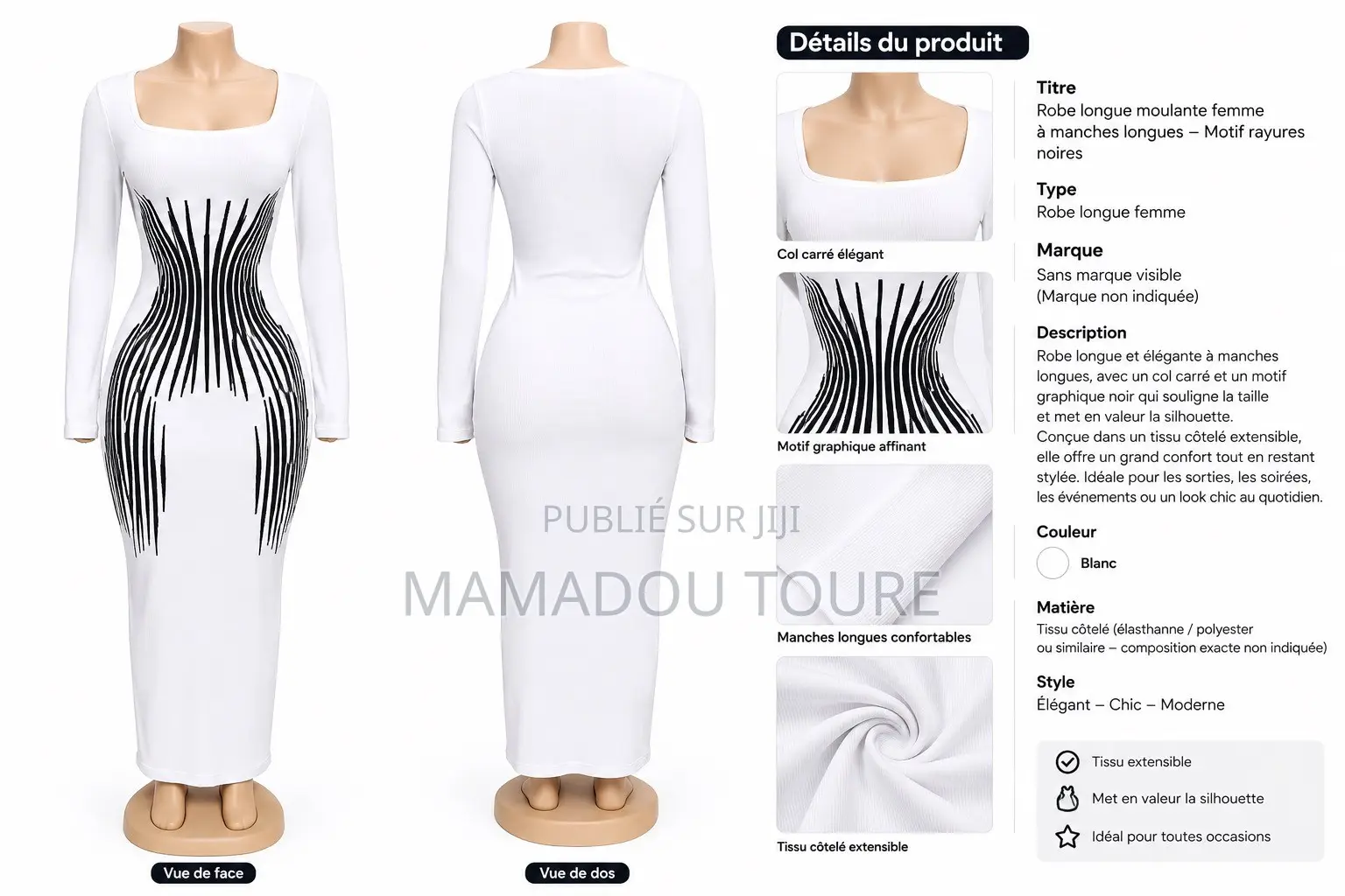 Robe Moulante Manches Longues