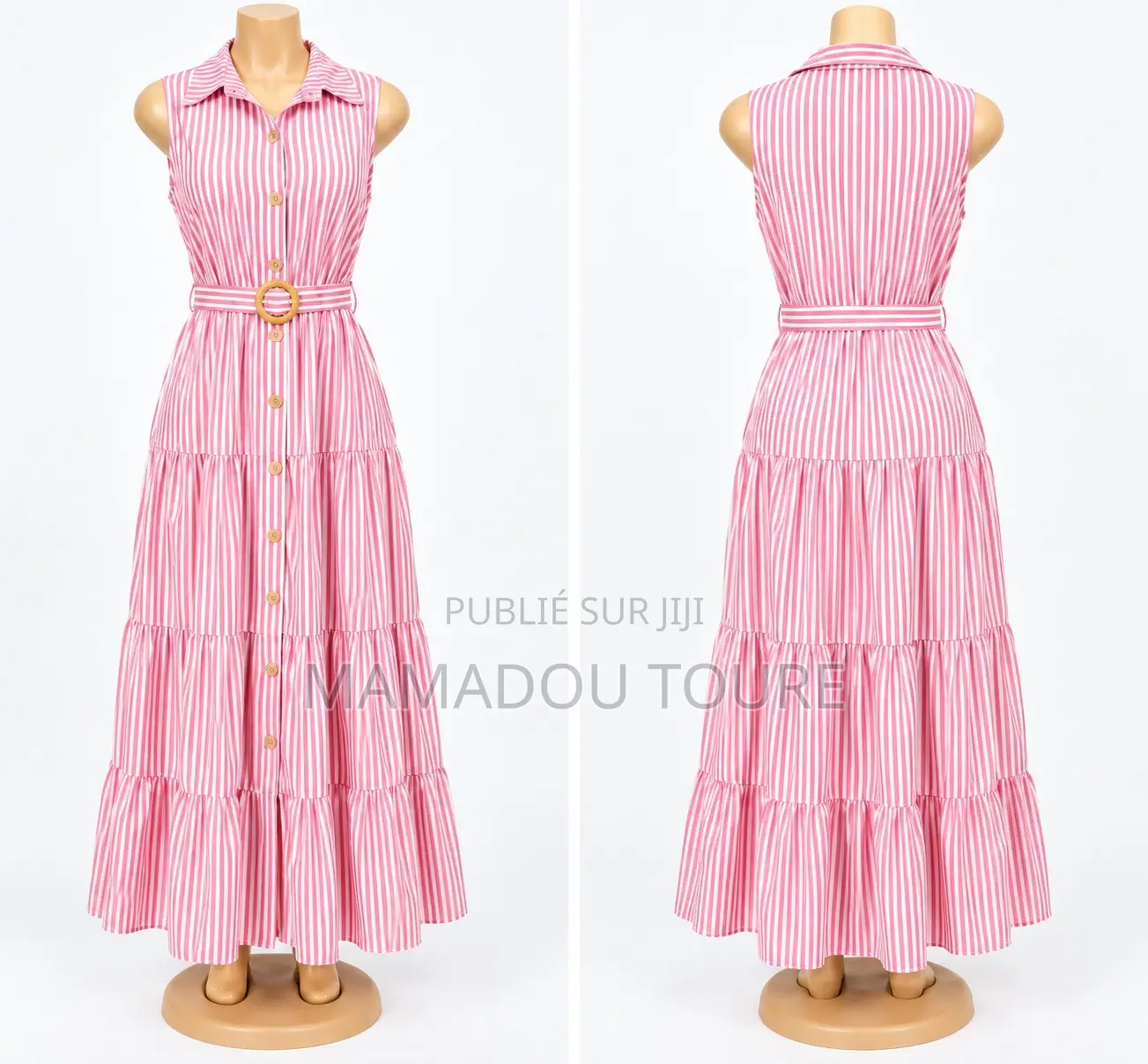 Robe Longue Rayée Rose