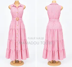 Robe Longue Rayée Rose