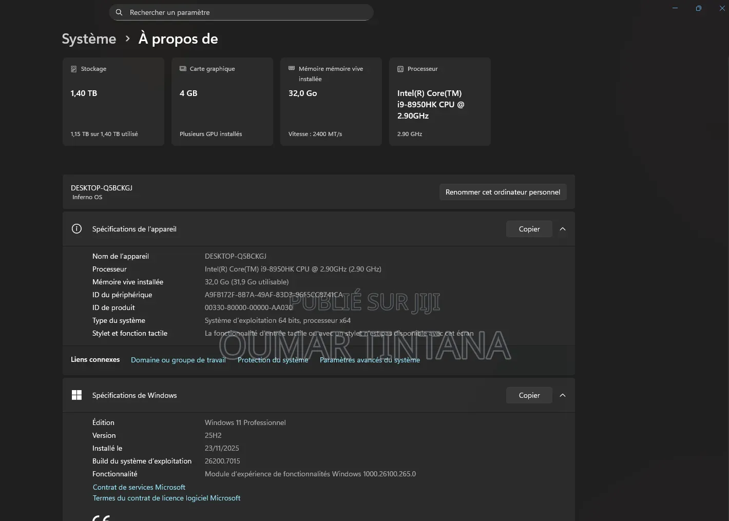 Nouveau Ordinateur portable Autre Autre 32GB Intel Core i9 SSD 500GB
