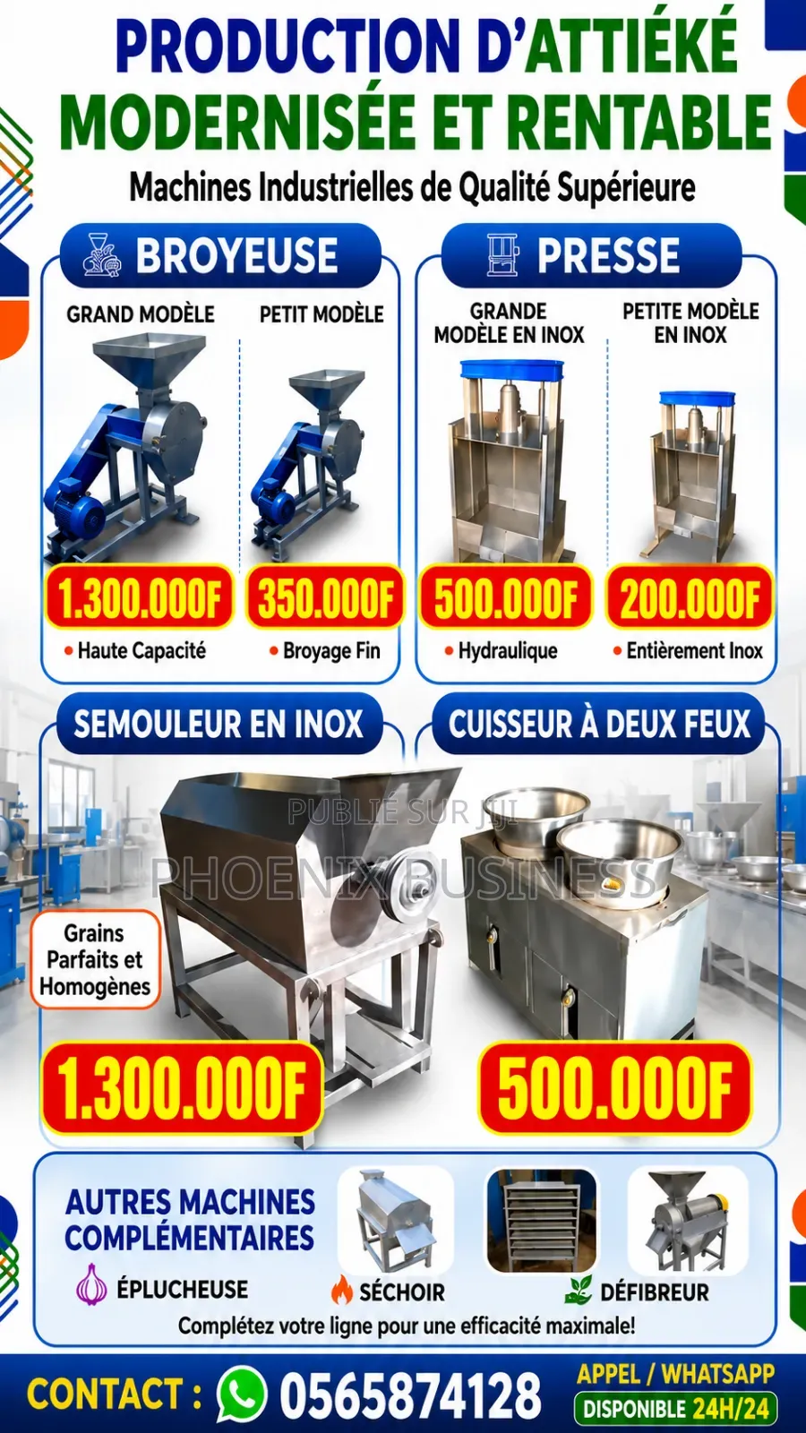 Broyeuse Industrielle Grande Capacité 1tonne Par Heure en Inox