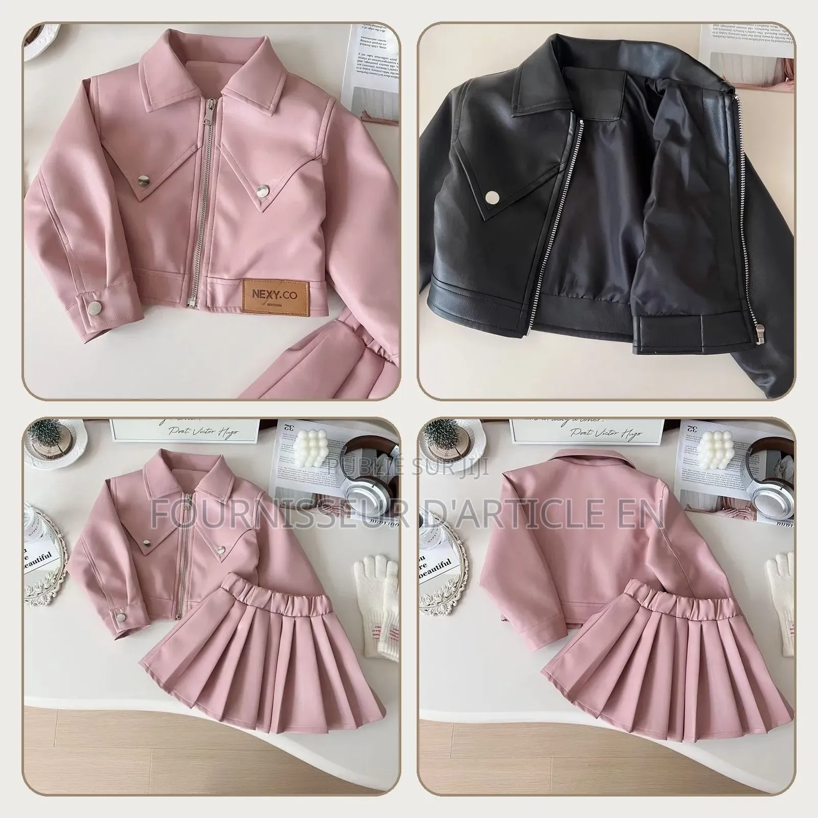Ensemble Veste en Cuir Pour Filles
