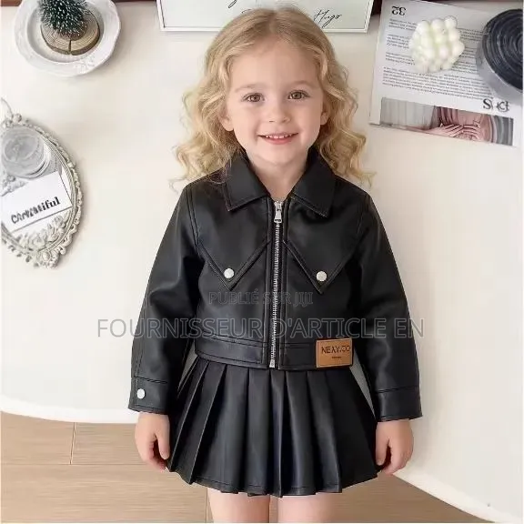 Ensemble Veste en Cuir Pour Filles
