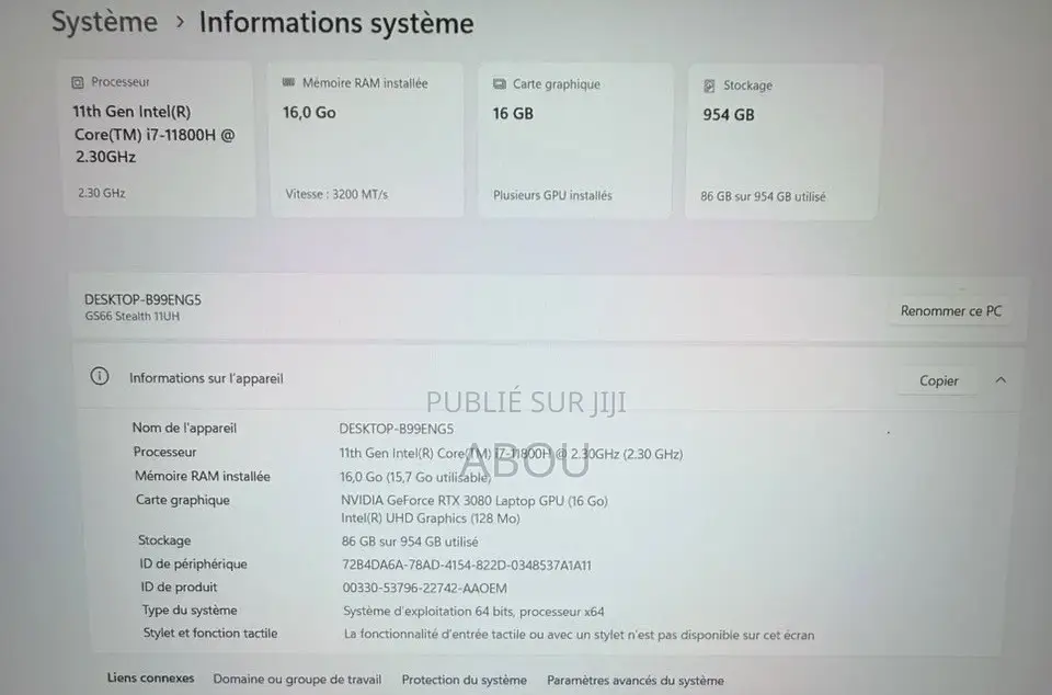 Ordinateur portable MSI GS66 Stealth 11UH 32GB Intel Core i7 SSD 1T