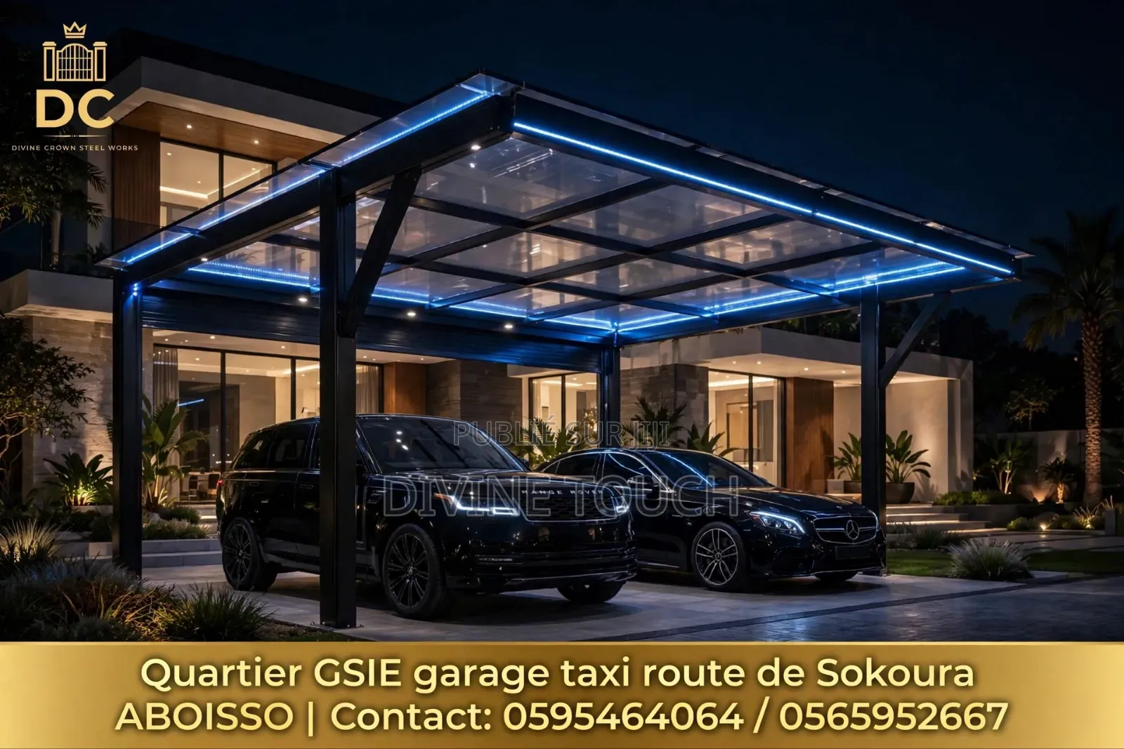 Carport Transparent Lux + Portail Métallique