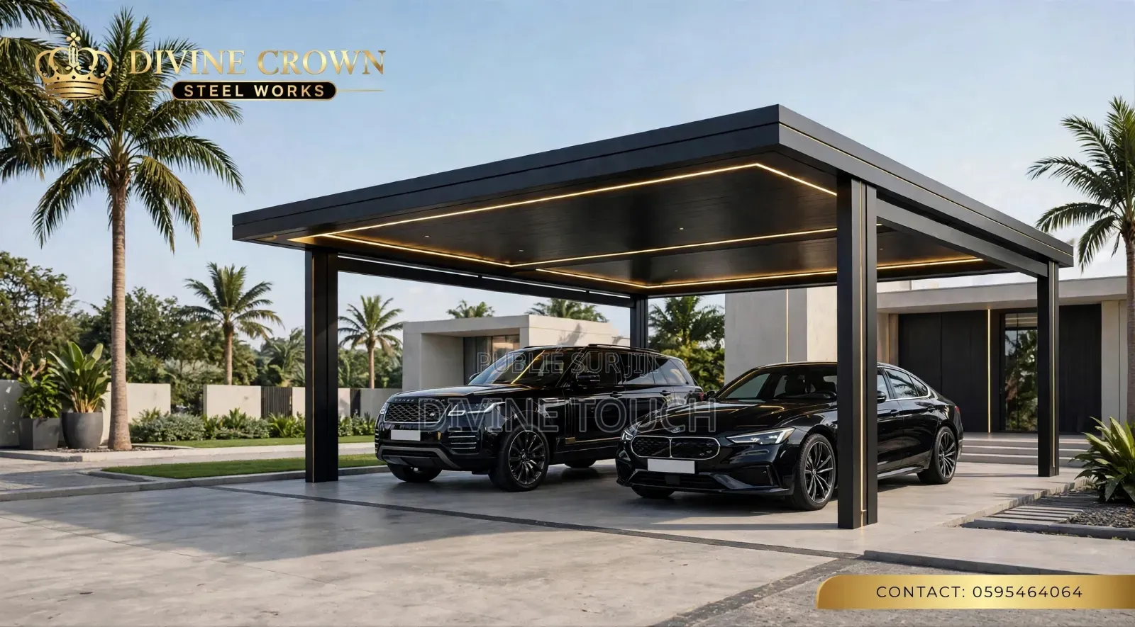 Carport Transparent Lux + Portail Métallique