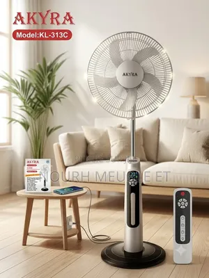 Ventilateur Sur Pied AKYRA – Rechargeable + Télécommande – NEUF
