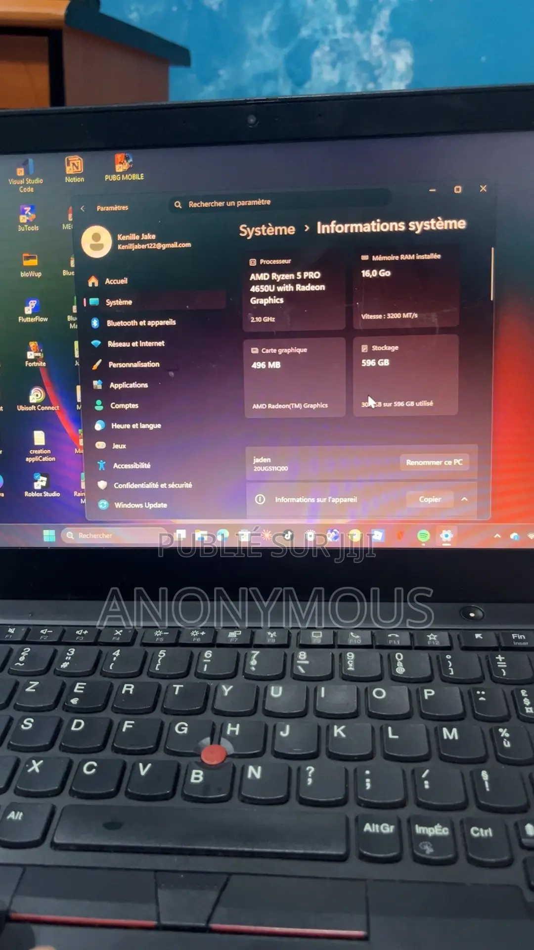 Ordinateur portable Lenovo ThinkPad 10 16GB AMD Ryzen 5 SSD 500GB
